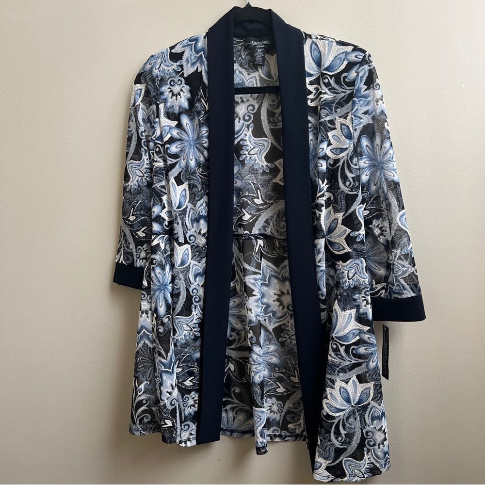 NWT R&M Richards Women's  Printed Jacket Blue Size 8P new